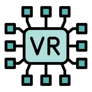 Vr chip managing multiple connections, futuristic technology icon Stockillustratie