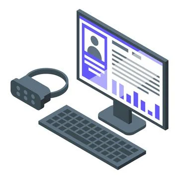 Vr computer icon isometric vector. Game technology Stock-Illustration