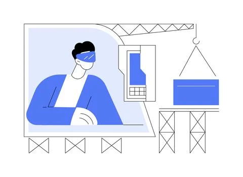 VR in construction isolated cartoon vector illustrations. イラスト素材