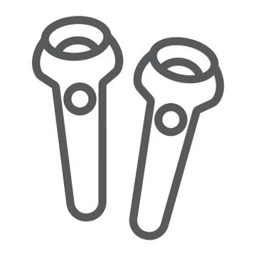 VR controller line icon, gaming and play, joystick sign, vector graphics, a Illustrazione stock