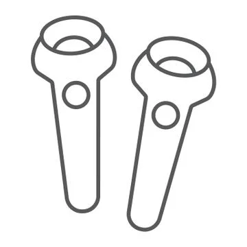 VR controller thin line icon, gaming and play, joystick sign, vector graphics, a Illustrazione stock