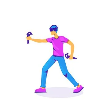 VR controllers for playing flat color vector faceless character イラスト素材