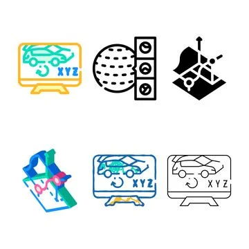Vr design concepts in car building color icon vector Stock Illustration
