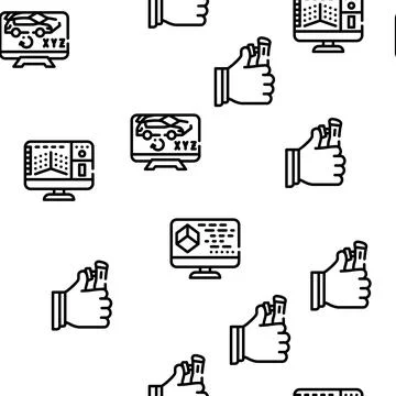 Vr Designer Occupation Vector Seamless Pattern イラスト素材