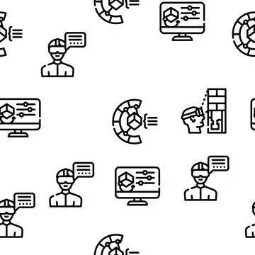 Vr Designer Occupation Vector Seamless Pattern Stockillustratie