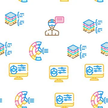 Vr Designer Occupation Vector Seamless Pattern 库存插图