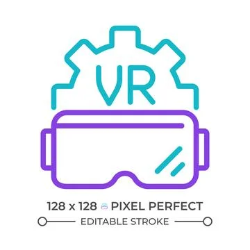 VR developer two color line icon Illustrazione stock