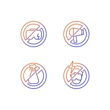 VR device gradient linear vector manual label icons set Stock Illustration