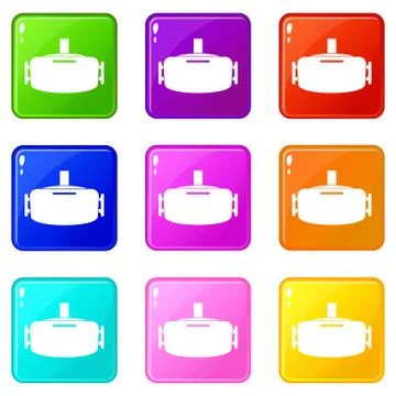 Vr device icons 9 set イラスト素材