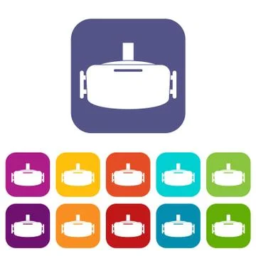 Vr device icons set flat Stock Illustration