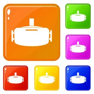 Vr device icons set vector color イラスト素材