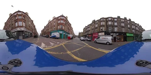 VR driving Hyperlapse from bonnet (hood) of car in Edinburgh Stock Footage 137534838