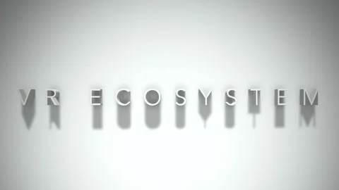 Vr ecosystem 3D title animation white text on a white background Stock Footage 299374405