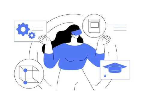 VR in education isolated cartoon vector illustrations. Stock Illustration