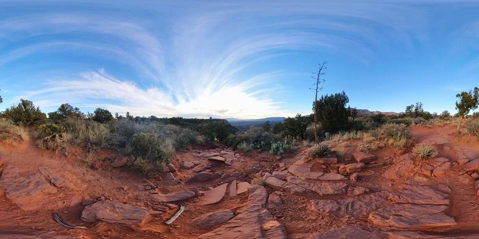 VR Experience - 360 Panoramic View of Doe Mountain Mesa Overlook, Sedona, AZ Stock Photos