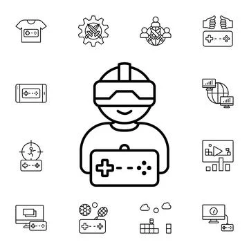 Vr, game, player flat vector icon in esport pack Stock Illustration