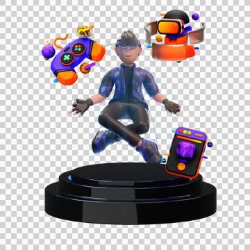 Vr game vector 3d transparent background Illustrazione stock