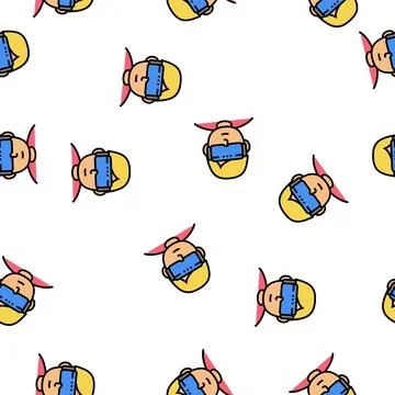 Vr games geek vector seamless pattern Stock Illustration