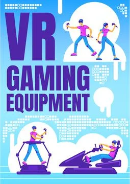 VR gaming equipment poster flat vector template Stock Illustration