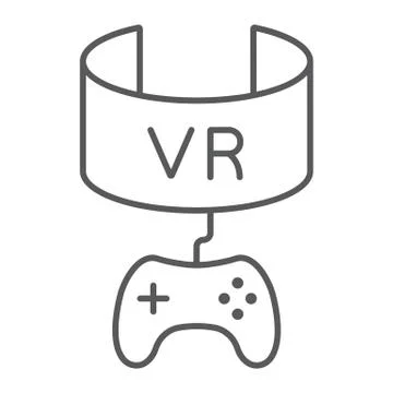 VR gaming thin line icon, device and entertainment, virtual reality headset sign Illustrazione stock