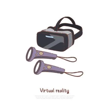 VR glasses with controllers, interactive entertainment innovation, gadget for Stockillustratie