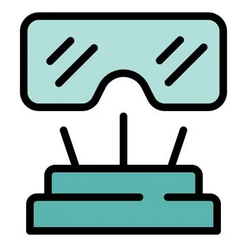 Vr glasses floating over charging station, futuristic technology icon Illustrazione stock