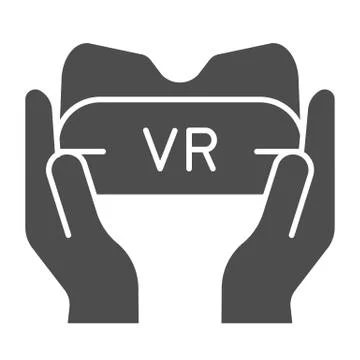 Vr glasses in hands solid icon. Gaming device vector illustration isolated on 스톡 일러스트