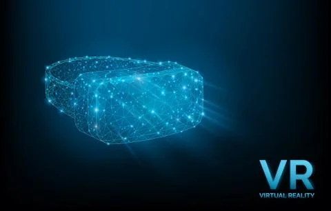 VR glasses, headset, virtual reality helmet silhouette with signals, technology Stock Illustration
