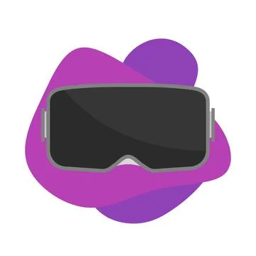 VR glasses headset. Virtual reality helmet. Purple bubble background. Vector  Stock Illustration