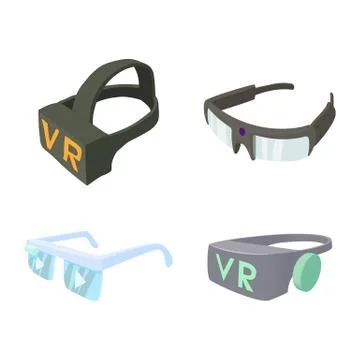 Vr glasses icon set, cartoon style Stock Illustration