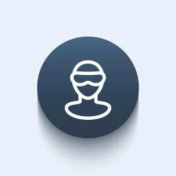 VR glasses line icon, virtual reality headset pictogram, man in virtual reali 스톡 일러스트