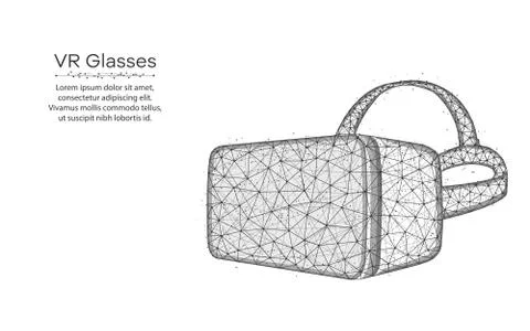 VR glasses low poly design, virtual reality glasses wireframe mesh polygonal Stock Illustration