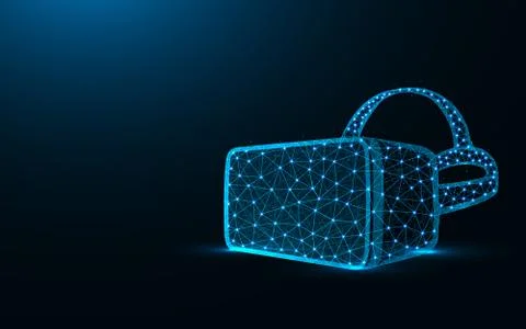 VR glasses low poly design, virtual reality glasses wireframe mesh polygonal Stock Illustration