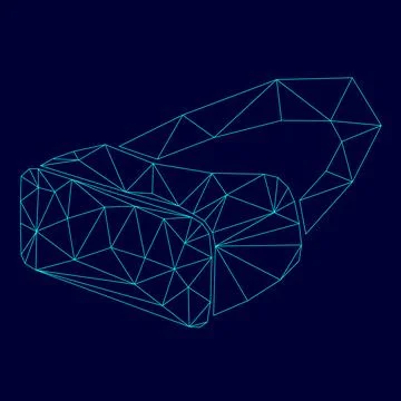 VR glasses low poly triangulation triangulated polygonal electric cyan blue.. Stock Illustration