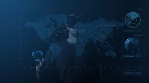 VR glasses.  Virtual air traffic controller. Stock Footage 82414745