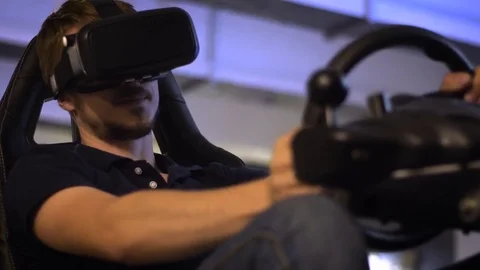 VR Glasses. Virtual Reality Gaming. Driving VR. Stock Footage 78030111