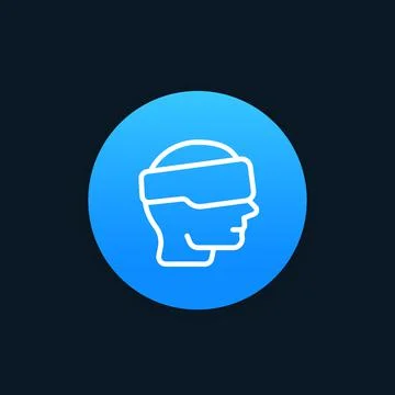 VR glasses, virtual reality headset line icon 스톡 일러스트