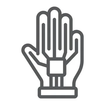 VR glove line icon, virtual and technology, wired gloves sign, vector graphics Stock Illustration