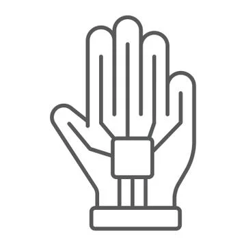 VR glove thin line icon, virtual and technology, wired gloves sign, vector Stock Illustration