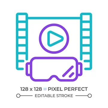 VR goggles and entertainment two color line icon 스톡 일러스트