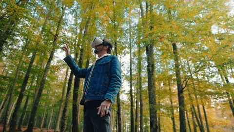 VR googles in the nature Stock Footage 221557342