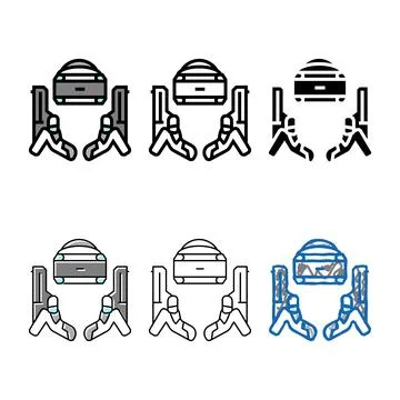 Vr gun set color range icon vector Stock Illustration