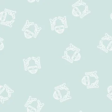 Vr gun set line seamless pattern Stock Illustration
