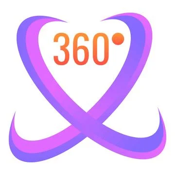 Vr headset 360 degrees icon, cartoon style Stock Illustration