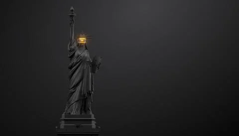 VR headset. 3d of the statue of Liberty, woman wearing virtual reality glasses Stock Illustration