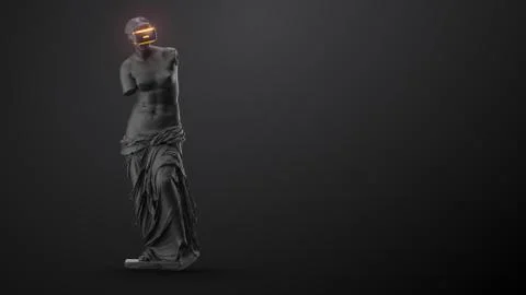 VR headset. 3d of the statue of Liberty, woman wearing virtual reality glasses Stock Illustration