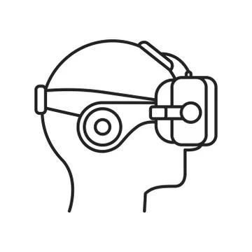 VR Headset black line icon. Virtual reality experience. Innovative digital de Stock Illustration