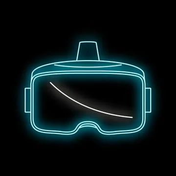 Vr headset creating digital neon light outline Stock Illustration