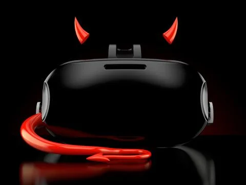 VR headset with devil horns and tail Stock Illustration