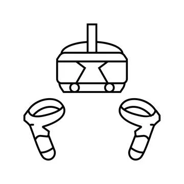 Vr headset gaming gaming pc line icon vector illustration Stock Illustration